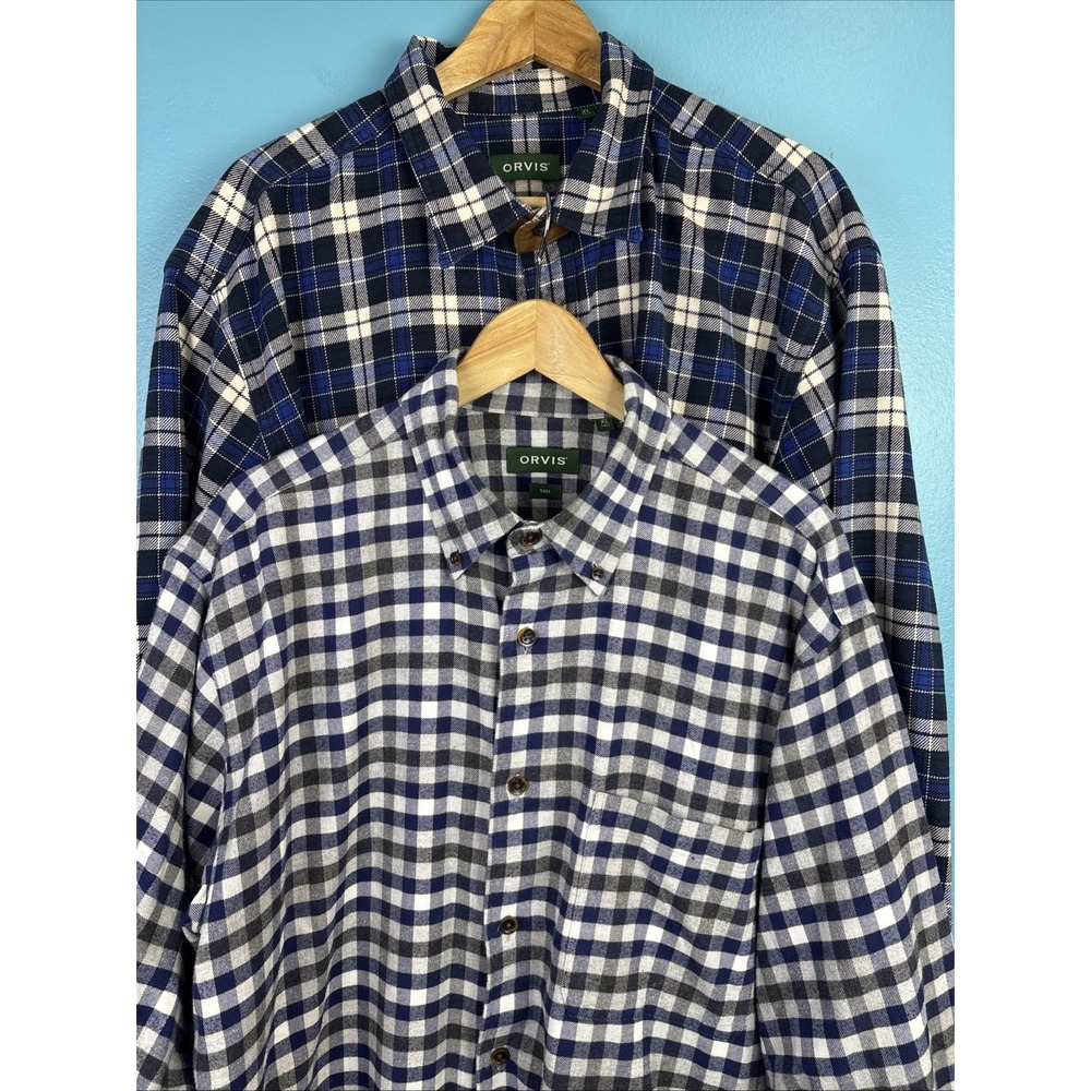 Orvis Flannel Shirt XL Tall Plaid Lot Of 2 Gorpcore Fishing Heavyweight Outdoor